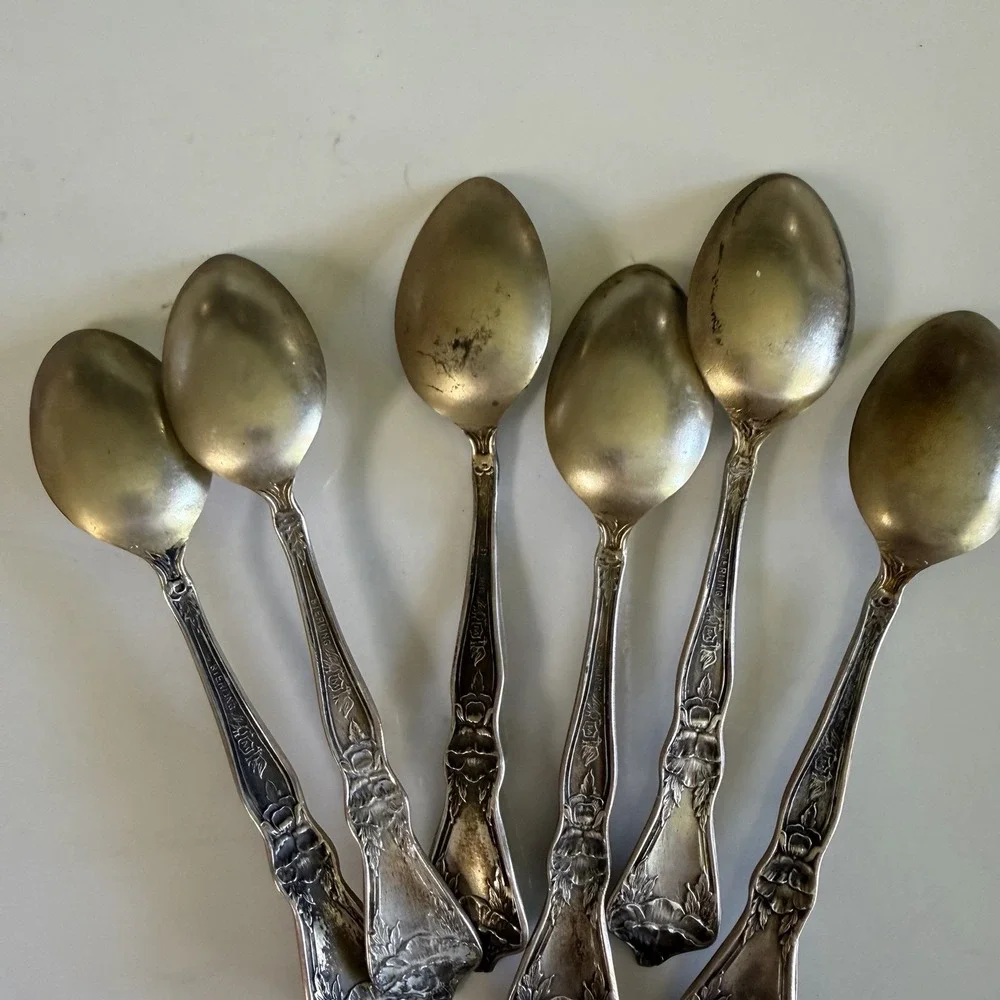 Antique Whiting Sterling Silver Louis XV Teaspoons Set of 6 No Monograms 4